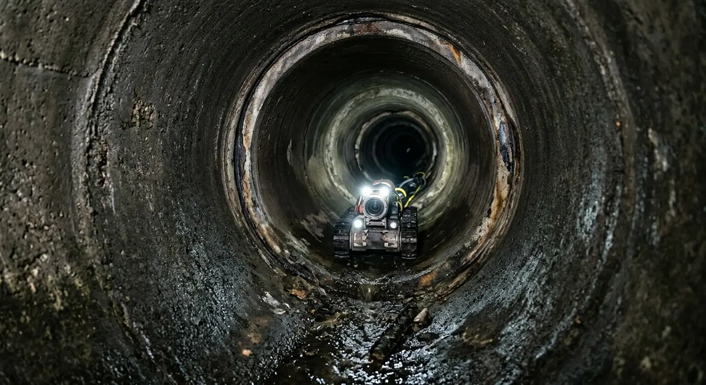 Robotic sewer camera inspecting pipe interior for Drain Snake Service in Enoch